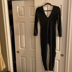Fashion Nova Black Long Sleeve One Piece